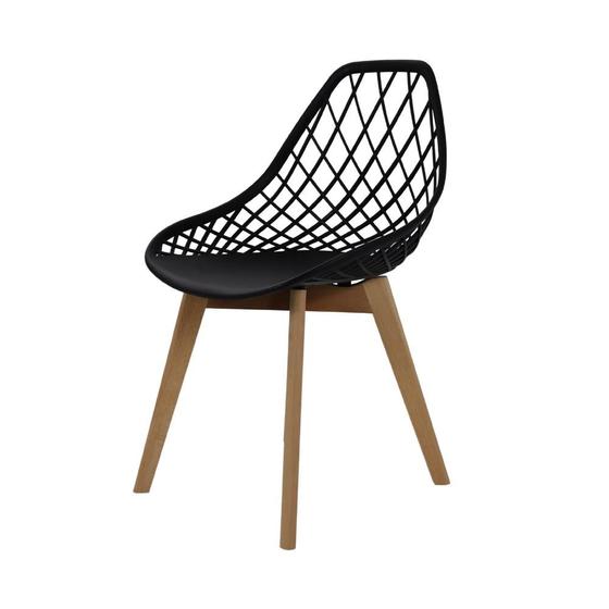 Cadeira para Mesa Sala Cozinha Jantar Kaila Base Wood Preta Menor preço em Cadeira para Mesa Sala Cozinha Jantar Kaila Base Wood Preta