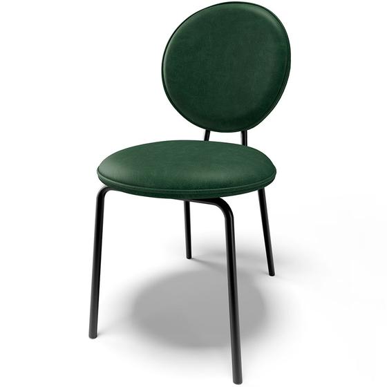 Imagem de Cadeira Para Sala de Jantar Cozinha Évora L02 Tecido Sintético Verde Musgo -Lyam