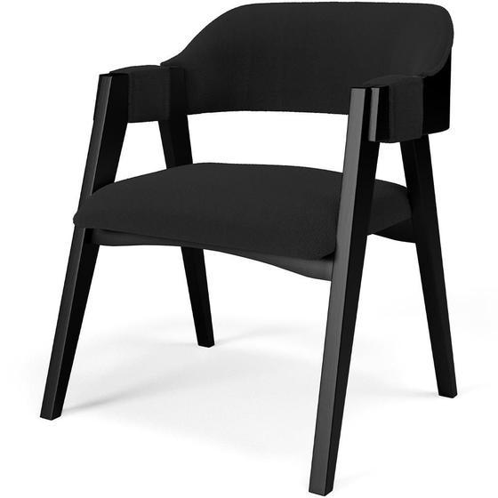 Imagem de Cadeira Para Sala de Jantar Estar Living Estofada Suran L02 Preto Bouclê Preto - Lyam Decor