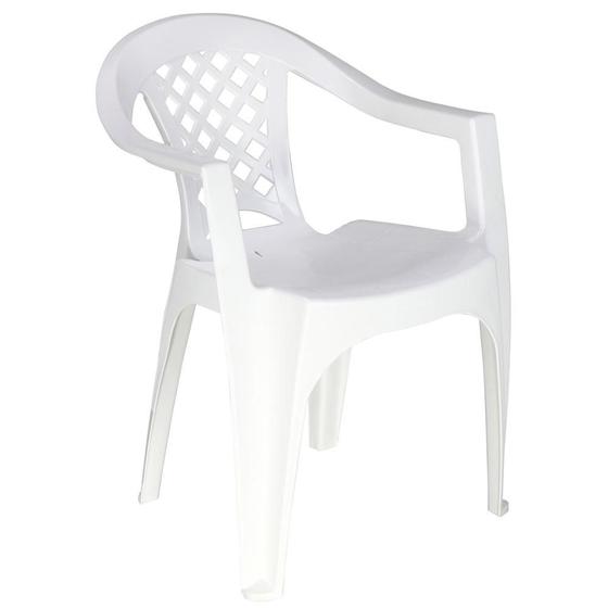 Imagem de Cadeira Plástica Com Braço Poltrona Tramontina Branca Kit 6
