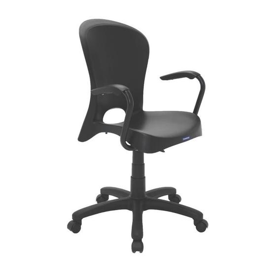 Cadeira plastica jolie preta com rodizio em nylon e braco de aluminio preto Menor preço em Cadeira plastica jolie preta com rodizio em nylon e braco de aluminio preto