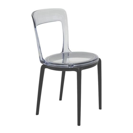 Imagem de Cadeira plastica montavel luna c base preta e assento transparente