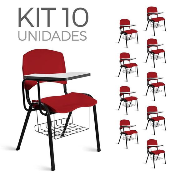 Imagem de Cadeira Plástica Universitária Kit 10 A/E Vermelho Lara