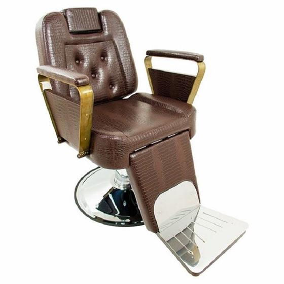 Imagem de Cadeira Poltrona Destak Para Barbeiro - Reclinável - Marrom Croco