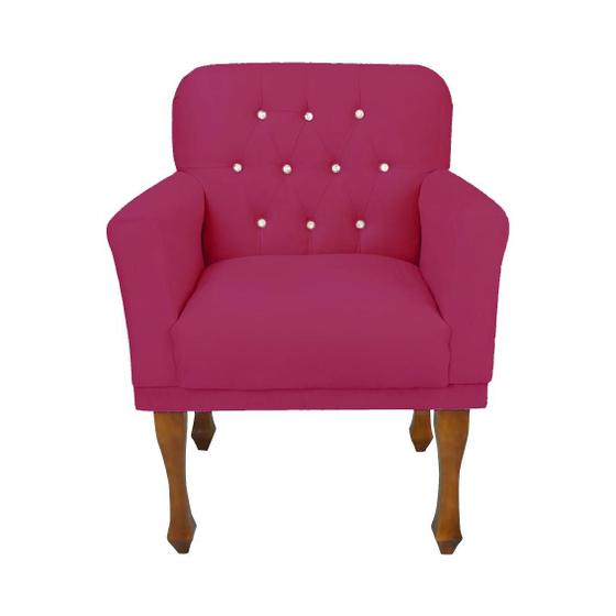 Imagem de Cadeira Poltrona Estofada Com Botões de Strass Para Clínica Anitta Suede Rosa Pink LM DECOR