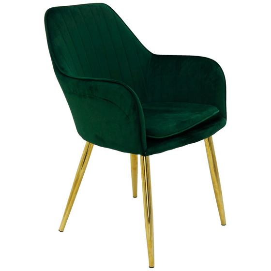 Imagem de Cadeira Poltrona Lines Base Dourada Recepção Sala Decorativa Suede - Verde