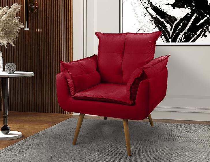 Imagem de Cadeira Poltrona Opala Decorativa Quarto e Sala de Estar Suede Vermelho