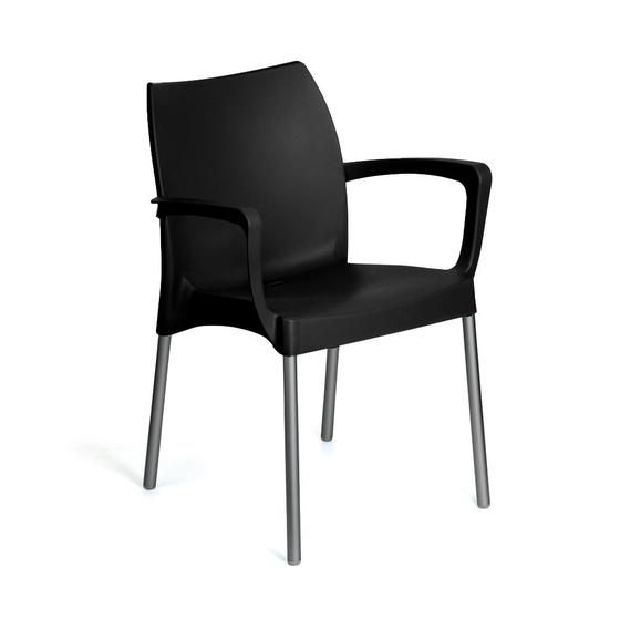 Imagem de Cadeira Poltrona Sec Line Plástica Preta Pés Aluminio 120kg