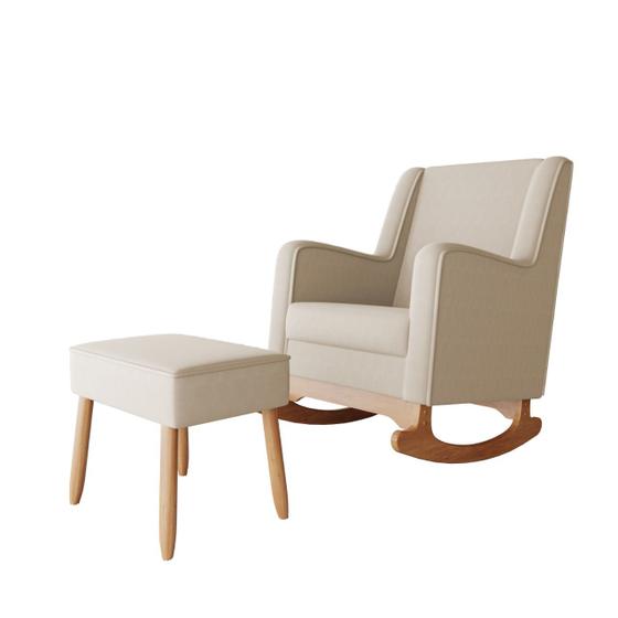 Imagem de Cadeira Poltrona Sofá de Amamentação e Balanço Áquila C/ Puff - Anjo de Casa