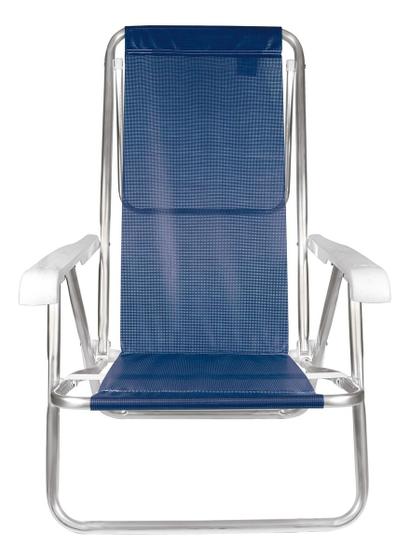 Imagem de Cadeira Praia Alumínio Reclinável 8 Posições Mor 2267 Azul
