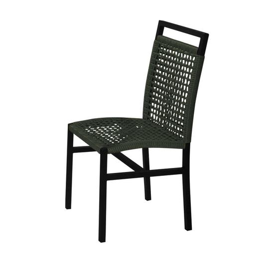 Imagem de Cadeira Premium em Corda Naútica Verde e Alumínio Preto Liza para Área Externa