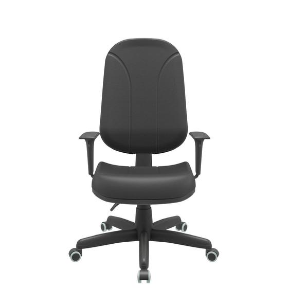 Imagem de Cadeira Presidente Escritório Com NR17 Operativa Backsystem com Costura Braço Regulável Preta Plaxmetal