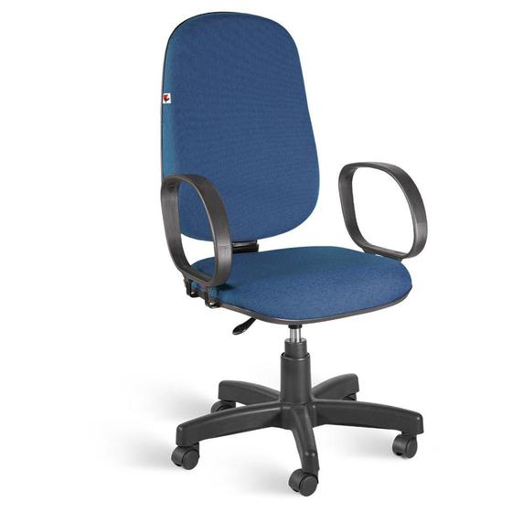 Imagem de Cadeira Presidente Giratória Braços Tecido Azul Com Preto