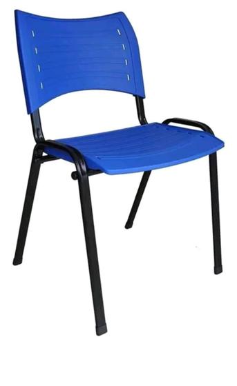 Imagem de Cadeira prisma iso para recepçao sala de espera desmontável azul