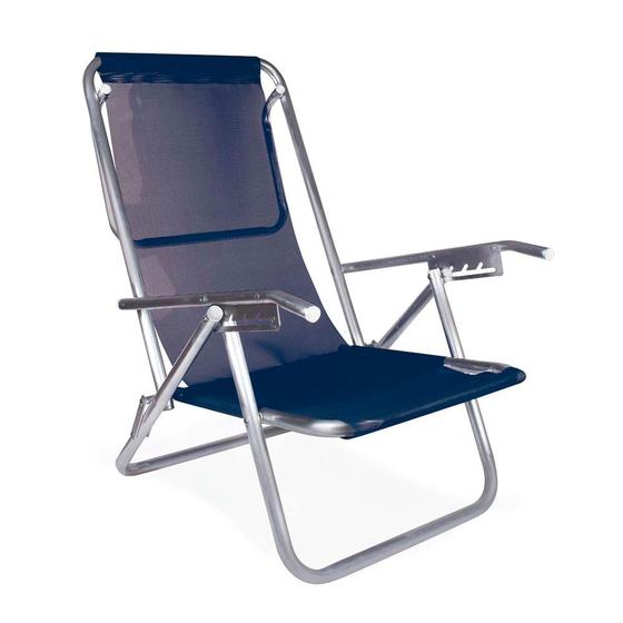 Imagem de Cadeira Reclinável 5 Posições Alumínio Plus Azul