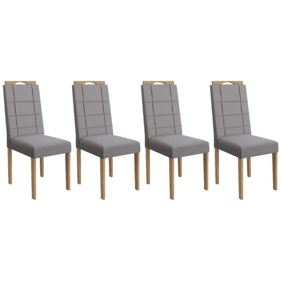 Imagem de Cadeira Sala de Jantar 2CAD150EA Kit 4 Un Eucalipto/Suede Cinza Titanio A050 - Kappesberg