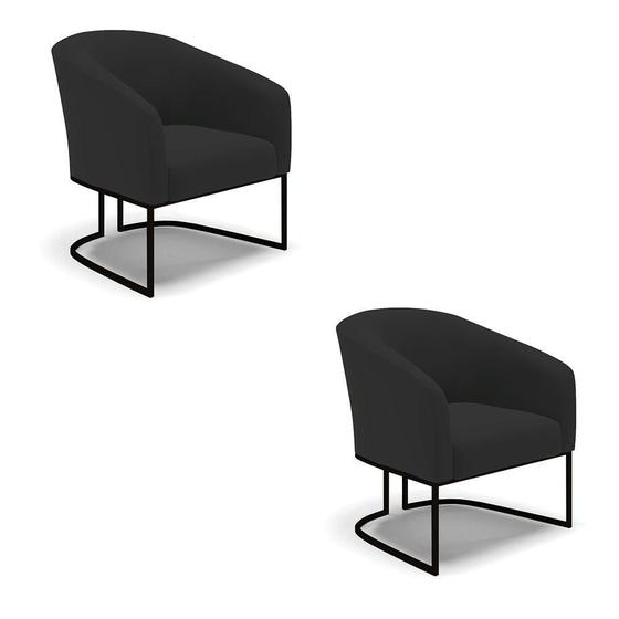 Imagem de Cadeira Sala De Jantar Base Industrial Preto Kit 2 Stella Veludo D03 - D'rossi Cor Preto