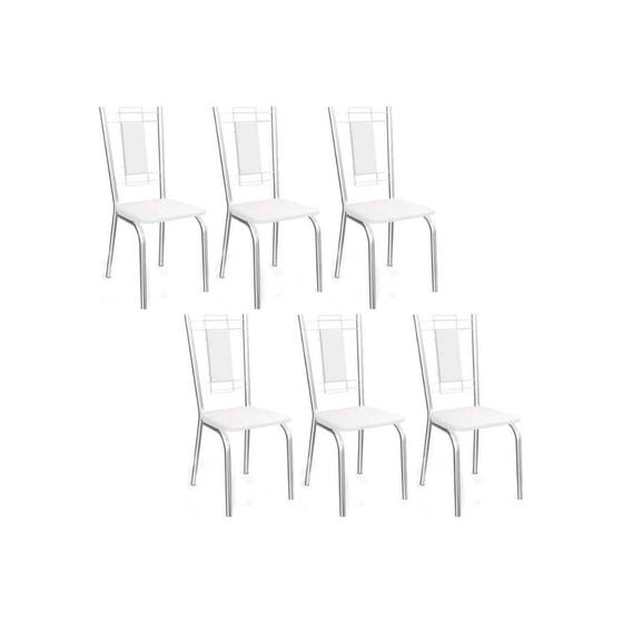 Imagem de Cadeira Sala de Jantar Florença 2C005 Aço Kit 6 Uni Cromada/Branco 106 - Kappesberg