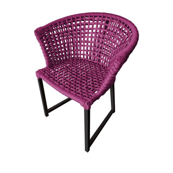 Imagem de Cadeira Salinas Corda Náutica Base em Alumínio Preto/rosa