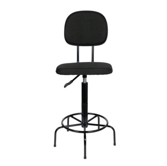 Imagem de Cadeira secretaria caixa alta com Lduplo com base fixa para recepção mercado balcão tecido preto