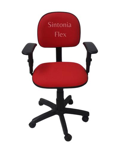 Imagem de Cadeira secretaria com regulagem de altura a gás e com  braço digitado  regulagem tecido vermelho