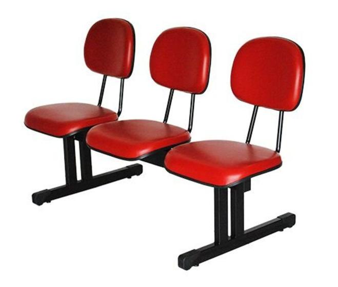 Imagem de Cadeira Secretária em longarina com 3 lugares Linha Economy Vermelho
