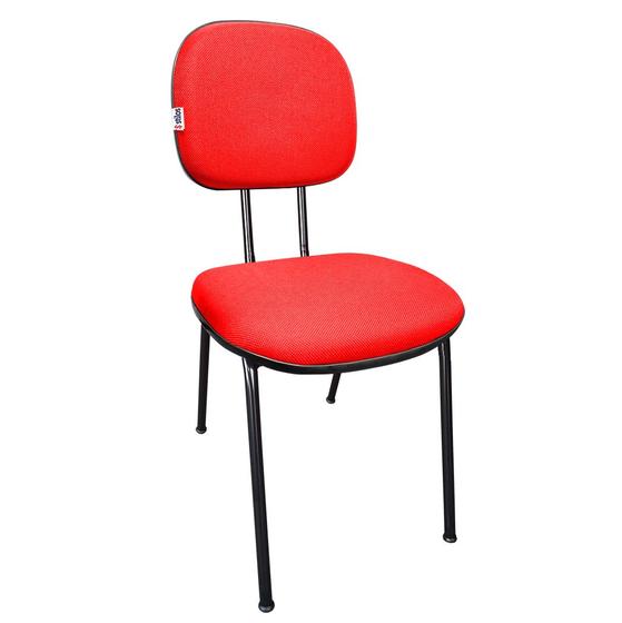 Imagem de Cadeira Secretaria Fixa Pé Palito Estofada Jserrano Vermelho Para Escritório
