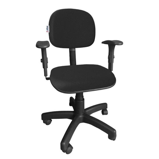 Cadeira Secretária Giratória Com Braço Digitador e Regulagem Altura JSerrano Preto Menor preço em Cadeira Secretária Giratória Com Braço Digitador e Regulagem Altura JSerrano Preto