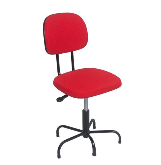 Imagem de Cadeira secretaria giratoria tropical  com L duplo o pistão e fixo não tem regulagem tecido vermelho