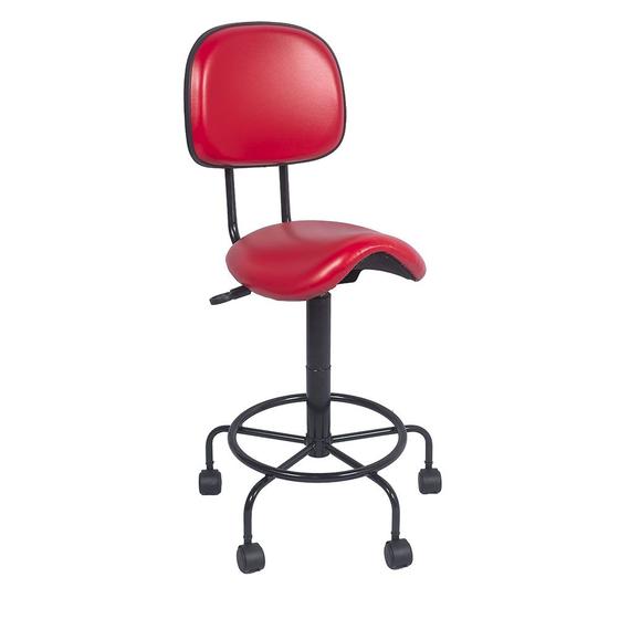 Imagem de Cadeira Sela Alta Vermelho com encosto Estética Giratória maca tecido sintetico sem encosto altura maxima 79cm