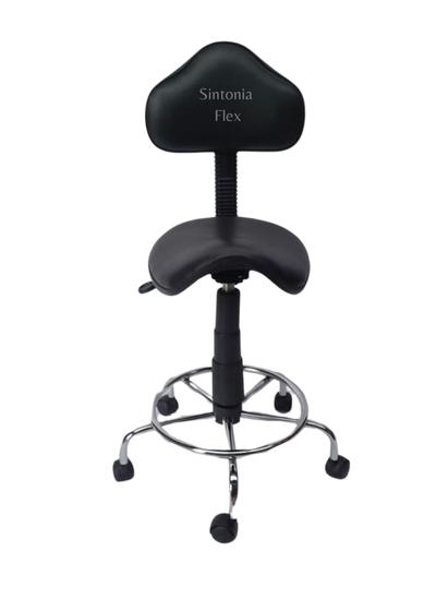 Imagem de Cadeira sela estetica - regulagem de altura  a gás - para dentista, manicure, tatuador, estrela cromada  corano preto