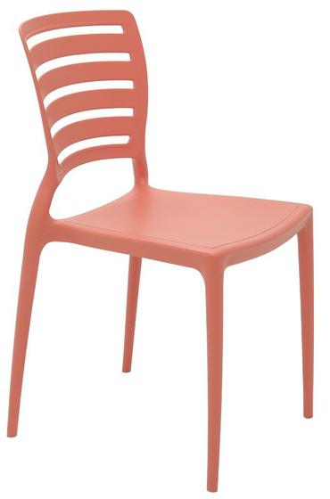 Imagem de Cadeira sofia rosa coral encosto vazado horizontal em polipropileno e fibra de vidro tramontina