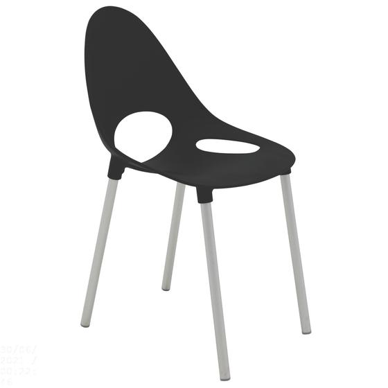 Imagem de Cadeira Tramontina Elisa Summa em Polipropileno Preto com Pernas de Alumínio Anodizado