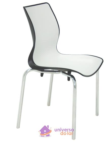 Imagem de Cadeira Tramontina Maja Preta/Branca sem Braços em Polipropileno com Pernas Polidas
