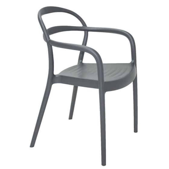 Imagem de Cadeira Tramontina Sissi Summa com Encosto Vazado e Braços em Polipropileno e Fibra de Vidro Grafite