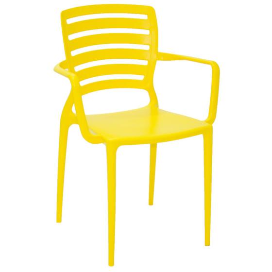 Imagem de Cadeira Tramontina Sofia com Encosto Horizontal e Braços em Polipropileno e Fibra de Vidro Amarelo
