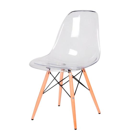 Imagem de Cadeira Transparente Eiffel Eames Base Madeira Incolor 130PC