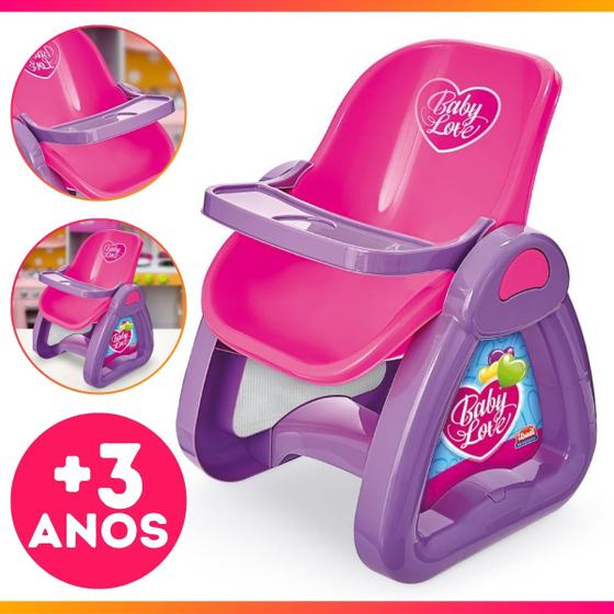 Imagem de Cadeirão de Papinha Para Boneca Baby Love Menina Rosa