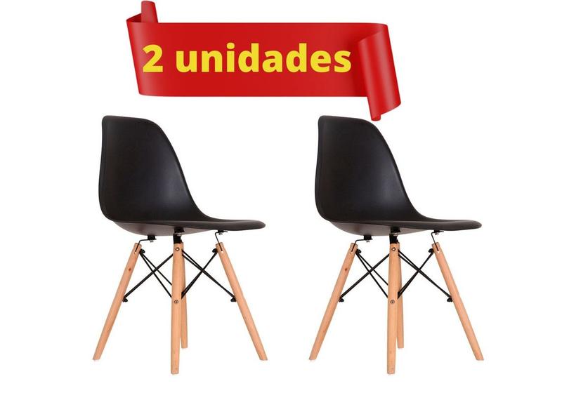 Imagem de Cadeiras Jogo de Pé Palito Assento Preto Eames Eiffel