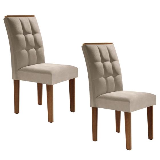 Imagem de Cadeiras Kit 2 Cadeiras Estofadas Madri Chocolate/Off White/Boucle Bege - Cel Móveis