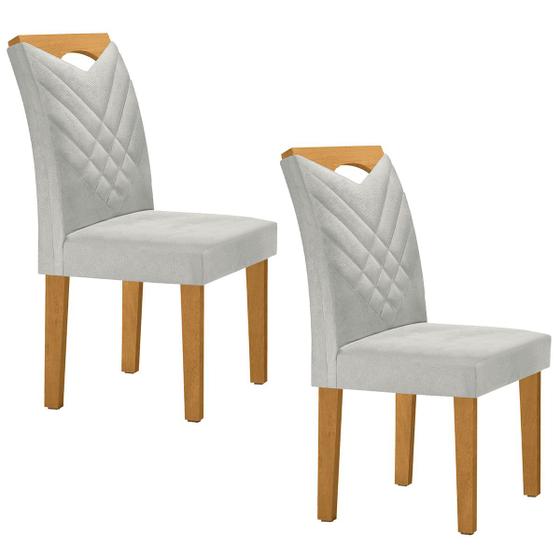 Imagem de Cadeiras Kit 2 Cadeiras Estofadas Texas Cinamomo/Off White/Boucle Gelo - Cel Móveis