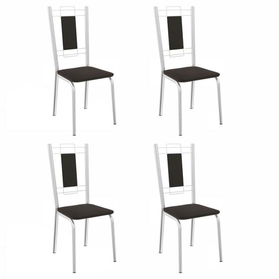 Imagem de Cadeiras Kit 4 Cadeiras Florença Cromada Preto - Kappesberg