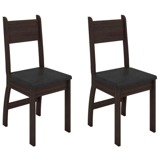 Imagem de Cadeiras Para Cozinha Kit 2 Cadeiras Milano Amendoa/preto - Poliman Móveis