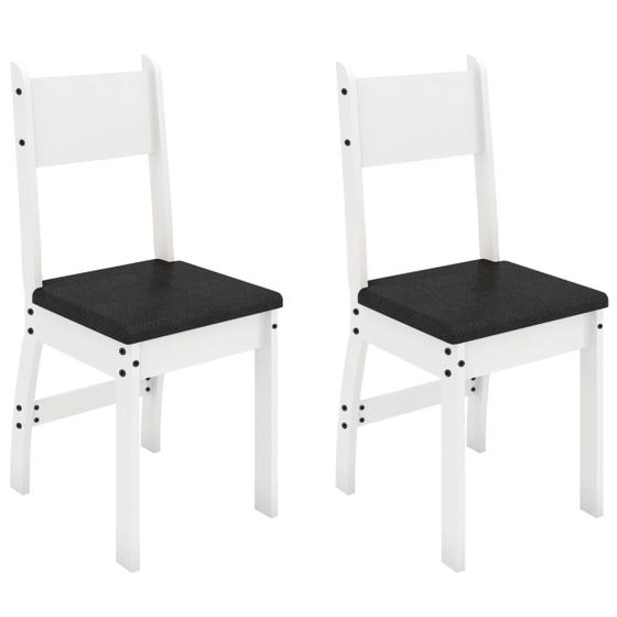 Imagem de Cadeiras para Cozinha Kit 2 Cadeiras Milano Branco/Preto - Poliman Móveis