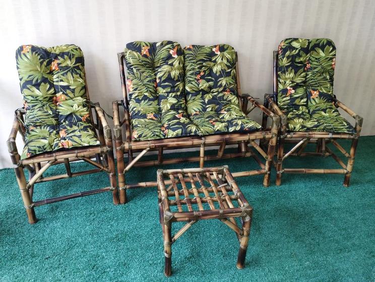 Imagem de Cadeiras + Sofá + Mesinha De Bambu Vime 4 Lugares Pronta Entrega