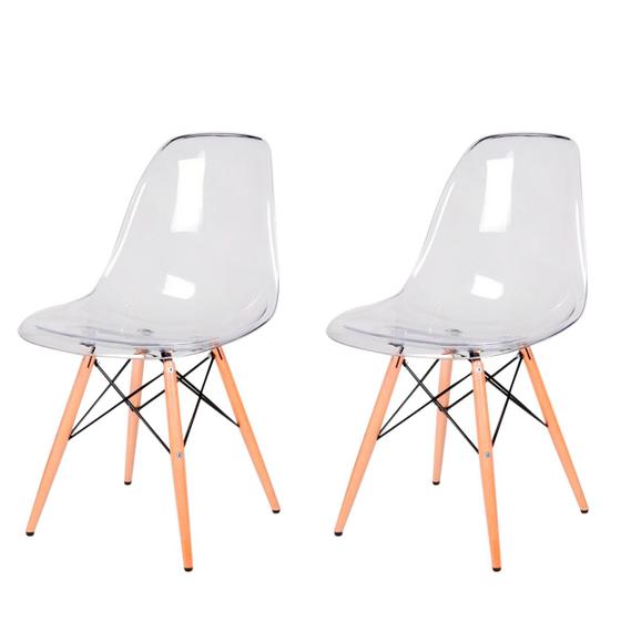 Imagem de Cadeiras Transparentes Eiffel Eames Base Madeira Incolor 130PC