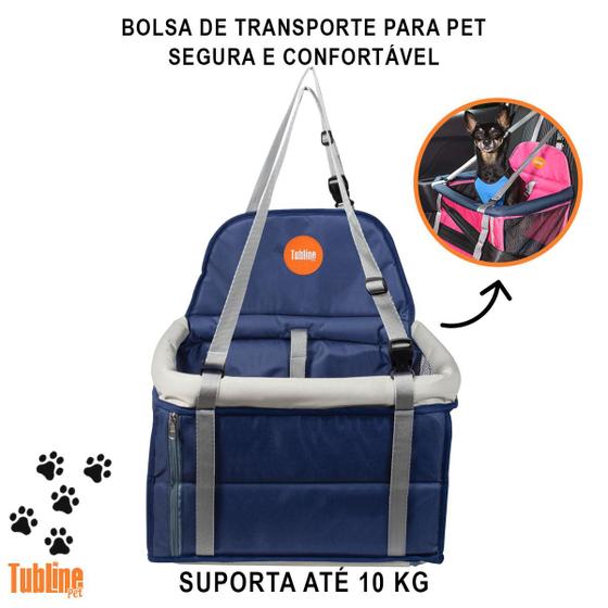 Imagem de Cadeirinha Assento Transporte Para Carro Pet Cachorro e Gato De Até 10kg Transpet Tubline