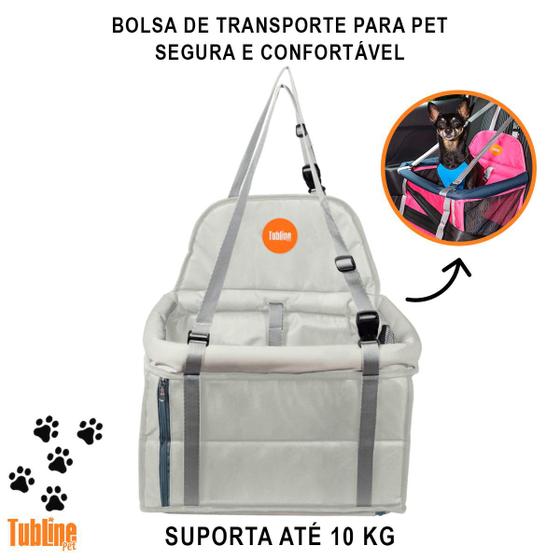 Imagem de Cadeirinha Assento Transporte Para Carro Pet Cachorro e Gato De Até 10kg Transpet Tubline