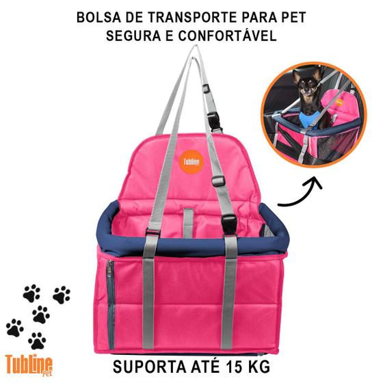 Imagem de Cadeirinha Assento Transporte Para Carro Pet Cachorro e Gato De Até 15kg Transpet Tubline