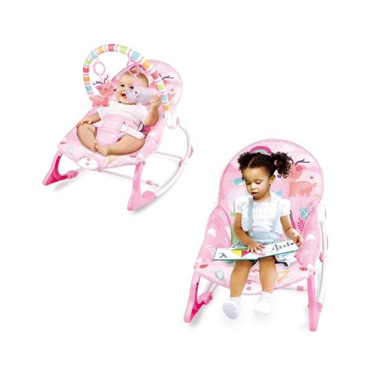 Imagem de Cadeirinha de Bebê Descanso Balanço Musical Vibratória Repouso Cinto 5 Pontos Brinquedos Até 18 kg Repouseira Vibra e Toca Ajustável Portátil Bouncer